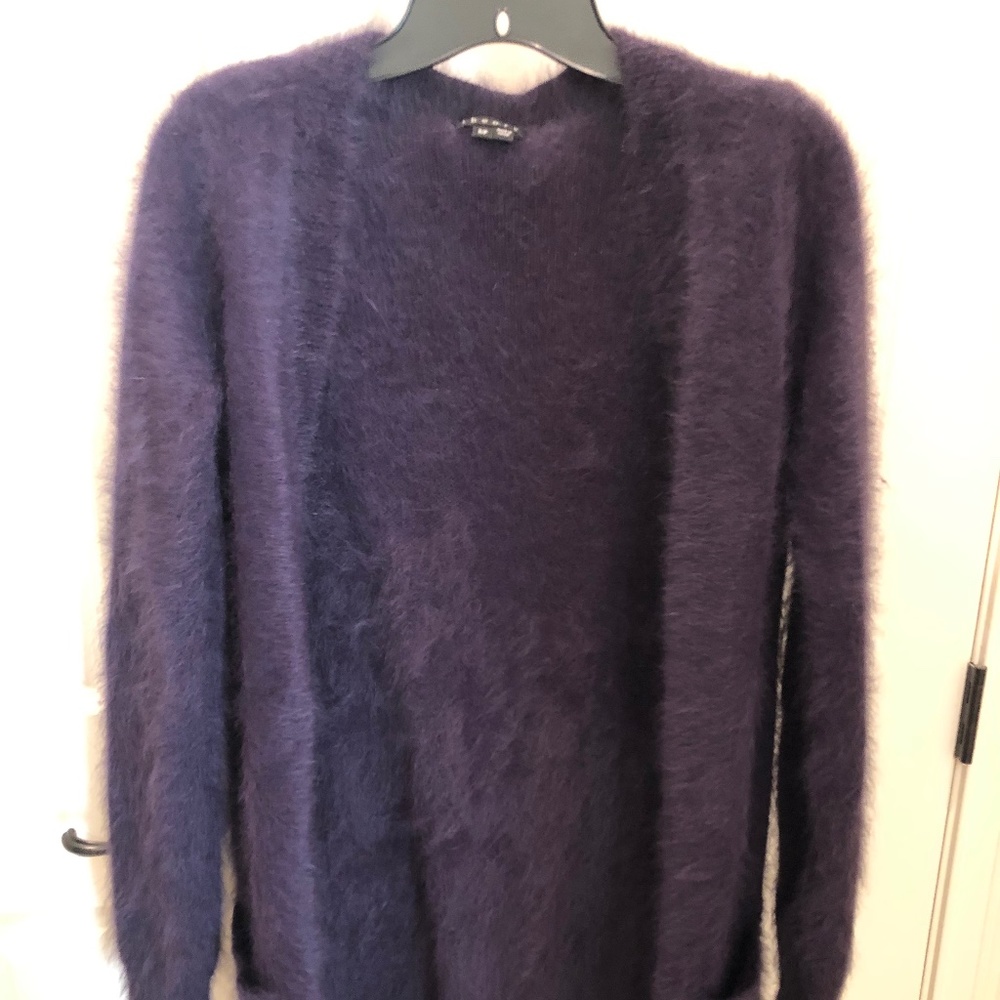Purple Angora Theory Cardigan w pockets soft size SP